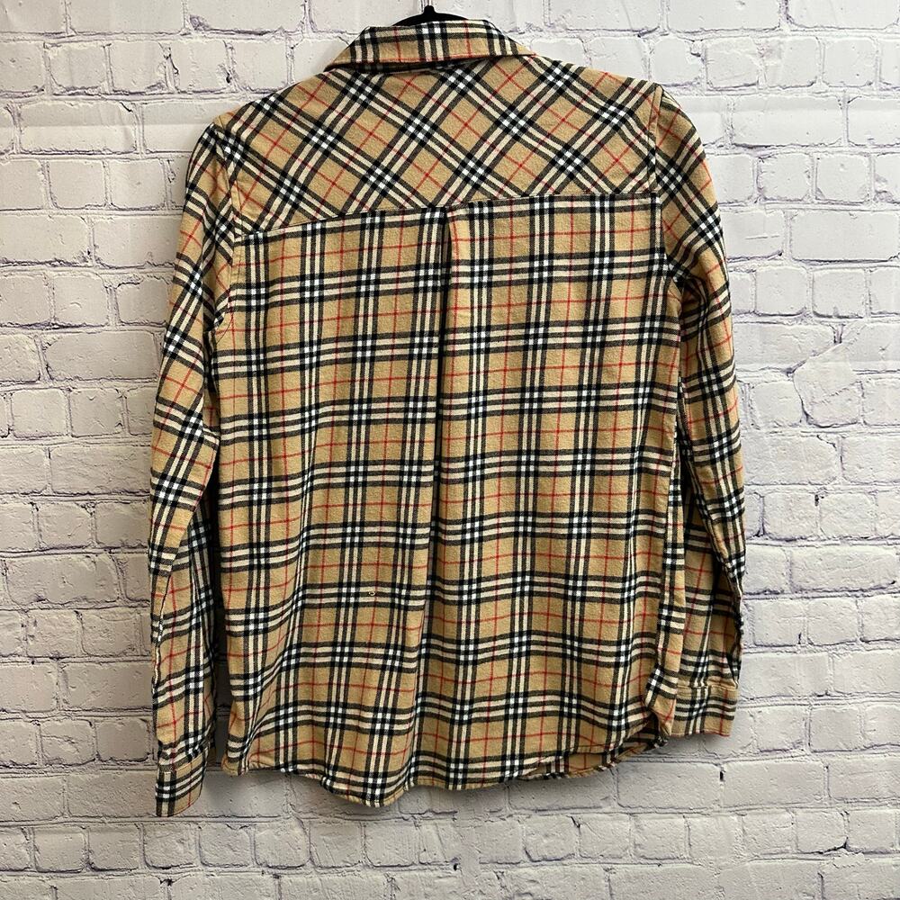 Simply Southern Long Sleeve Flannel Tan Black Red Plaid Women's Small - Picture 5 of 9